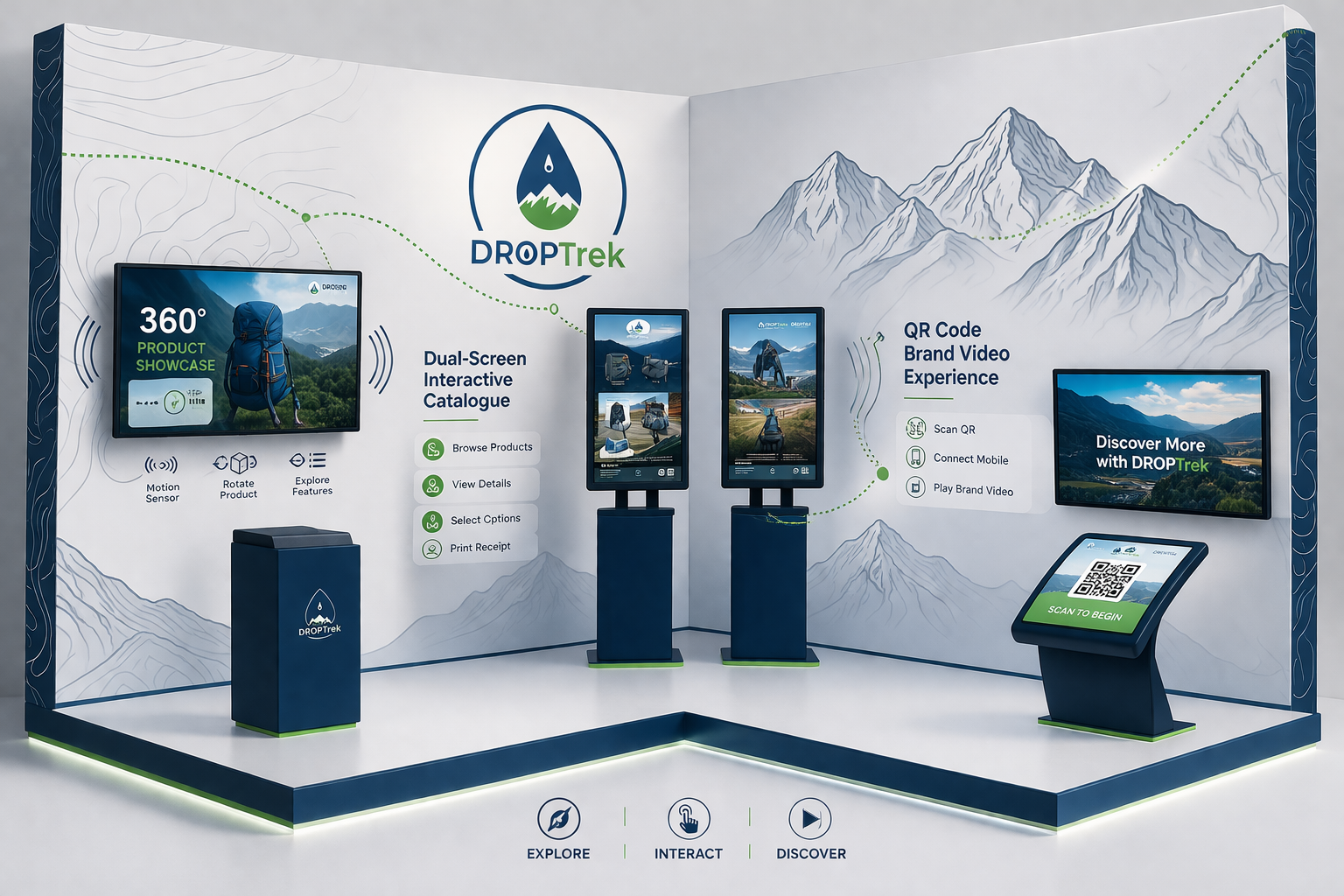 DropTrek Outdoors retail installation setup hero view.